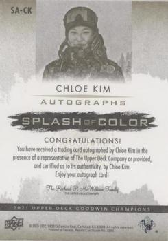 2021 Upper Deck Goodwin Champions - Splash of Color Autographs #SA-CK Chloe Kim Back