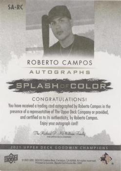 2021 Upper Deck Goodwin Champions - Splash of Color Autographs #SA-RC Roberto Campos Back