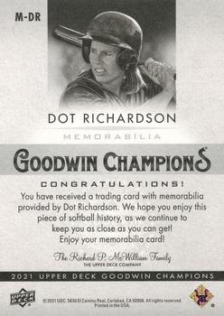 2021 Upper Deck Goodwin Champions - Memorabilia #M-DR Dot Richardson Back