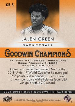 2021 Upper Deck Goodwin Champions - All-World Basketball #GB-5 Jalen Green Back