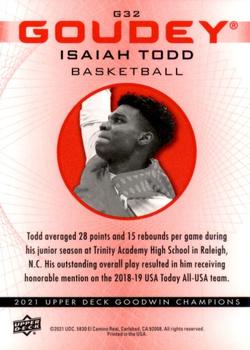 2021 Upper Deck Goodwin Champions - Goudey Platinum Red #G32 Isaiah Todd Back