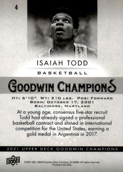 2021 Upper Deck Goodwin Champions - Platinum Rainbow #4 Isaiah Todd Back