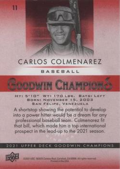 2021 Upper Deck Goodwin Champions - Platinum Red #11 Carlos Colmenarez Back