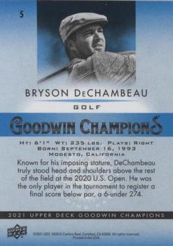 2021 Upper Deck Goodwin Champions - Platinum Blue #5 Bryson DeChambeau Back