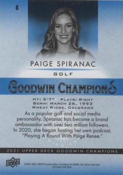 2021 Upper Deck Goodwin Champions - Platinum Blue #8 Paige Spiranac Back