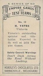 1932 Hoadley's Empire Games And Test Teams #10 Howard Yates Back