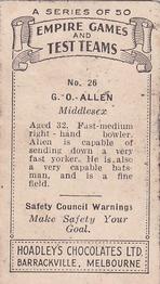 1932 Hoadley's Empire Games And Test Teams #26 George Allen Back