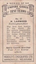 1932 Hoadley's Empire Games And Test Teams #27 Harold Larwood Back