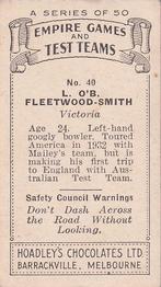 1932 Hoadley's Empire Games And Test Teams #40 Chuck Fleetwood Smith Back