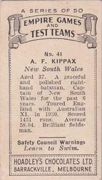 1932 Hoadley's Empire Games And Test Teams #41 Alan Kippax Back