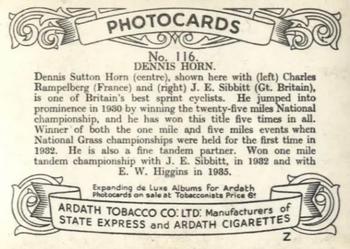 1938 Ardath Tobacco Company Photocards Group Z #116 Dennis Horn Back