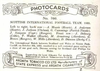 1938 Ardath Tobacco Company Photocards Group Z #160 Scottish International Team 1935 Back