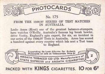 1938 Ardath Tobacco Company Photocards Group Z #175 L. Ames Back