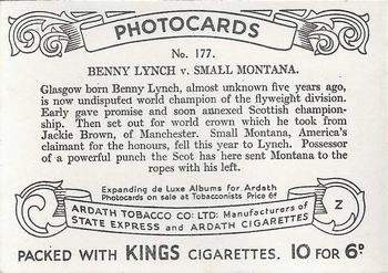 1938 Ardath Tobacco Company Photocards Group Z #177 Benny Lynch / Small Montana Back