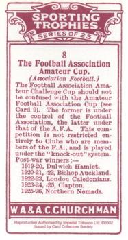 2002 Imperial Tobacco 1927 Churchman's Sporting Trophies (reprint) #8 The Football Association Amateur Cup Back