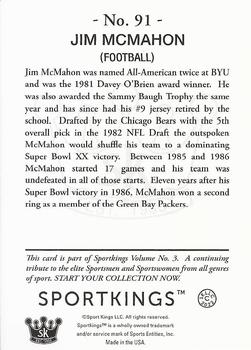 2022 Sportkings Volume 3 #91 Jim McMahon Back