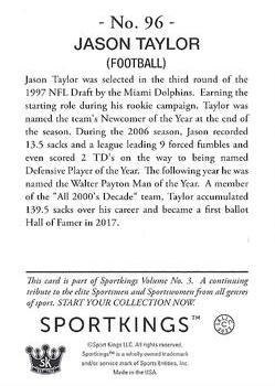 2022 Sportkings Volume 3 #96 Jason Taylor Back