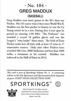 2022 Sportkings Volume 3 #104 Greg Maddux Back