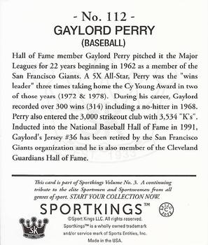 2022 Sportkings Volume 3 - Mini #112 Gaylord Perry Back