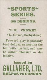 1912 Gallaher Sports Series #80 Leonard Oliver Back