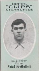 1910 Cope Brothers Noted Footballers #1 Billy  Scott Front