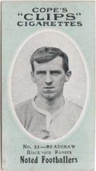 1910 Cope Brothers Noted Footballers #22 Billy Bradshaw Front