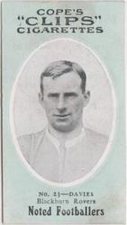 1910 Cope Brothers Noted Footballers #23 Tinker Davies Front