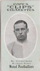 1910 Cope Brothers Noted Footballers #27 Walter Anthony Front