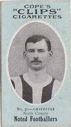 1910 Cope Brothers Noted Footballers #30 Arthur Griffiths Front