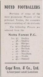 1910 Cope Brothers Noted Footballers #37 Walter Dudley Back