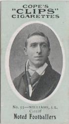 1910 Cope Brothers Noted Footballers #53 Johnny Williams Front