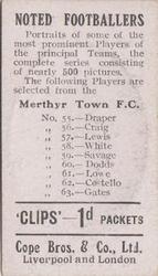 1910 Cope Brothers Noted Footballers #60 Dodds Back