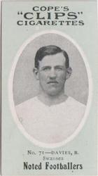 1910 Cope Brothers Noted Footballers #71 Jenkin Alban Davies Front