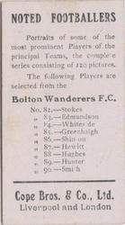 1910 Cope Brothers Noted Footballers #83 John Edmondson Back