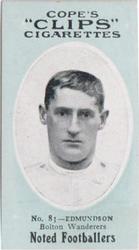 1910 Cope Brothers Noted Footballers #83 John Edmondson Front