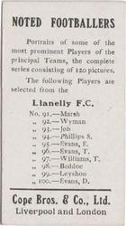 1910 Cope Brothers Noted Footballers #92 J. Wyman Back