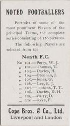 1910 Cope Brothers Noted Footballers #109 D. Parry Back