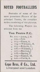 1910 Cope Brothers Noted Footballers #115 T. Roberts Back