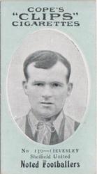 1910 Cope Brothers Noted Footballers #139 Joe Lievesley Front