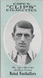 1910 Cope Brothers Noted Footballers #142 Joe Brooks Front