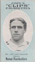 1910 Cope Brothers Noted Footballers #158 Arthur Anlezark Front