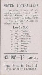 1910 Cope Brothers Noted Footballers #166 Fred Webster Back