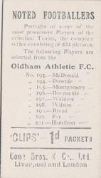 1910 Cope Brothers Noted Footballers #201 James Hamilton Back