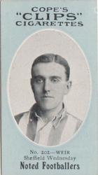 1910 Cope Brothers Noted Footballers #202 Findlay Weir Front