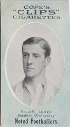 1910 Cope Brothers Noted Footballers #205 Billy Lloyd Front