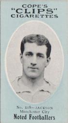 1910 Cope Brothers Noted Footballers #218 Bertram Jackson Front
