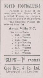 1910 Cope Brothers Noted Footballers #224 Chris Buckley Back