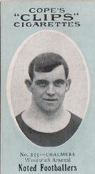 1910 Cope Brothers Noted Footballers #233 Jackie Chalmers Front