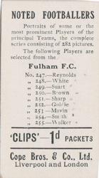 1910 Cope Brothers Noted Footballers #251 Jimmy Sharp Back