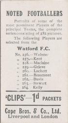 1910 Cope Brothers Noted Footballers #257 Harry Kent Back
